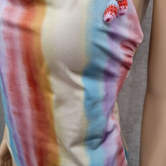 Gianni Bini x DANNIJO Paloma Ombre Tie Strap One Piece Swimsuit Rainbow Stripe - Picture 7 of 15